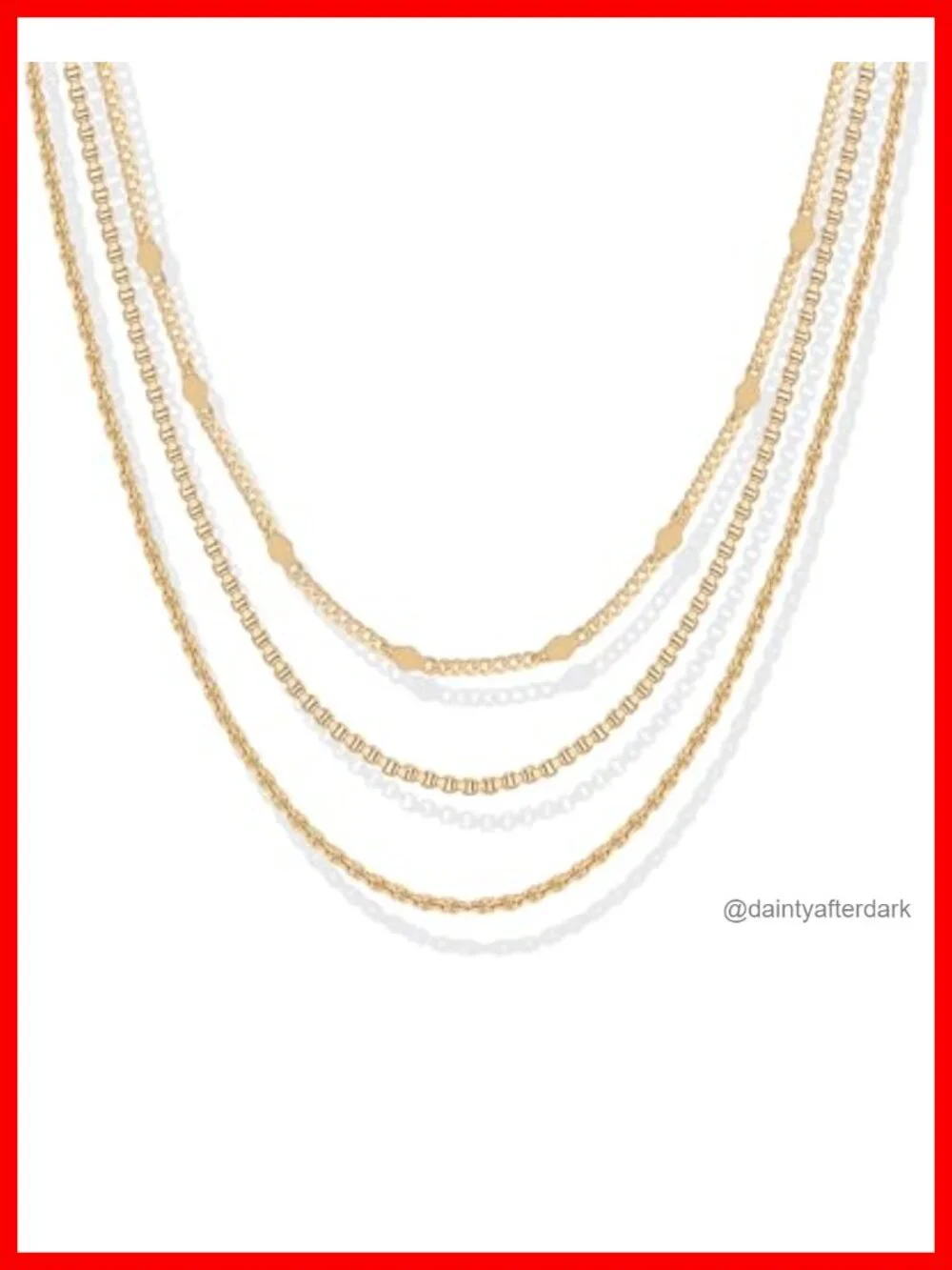 14K Gold Plated Dainty Layering Necklace Set Snake Curb Paperclip Chains